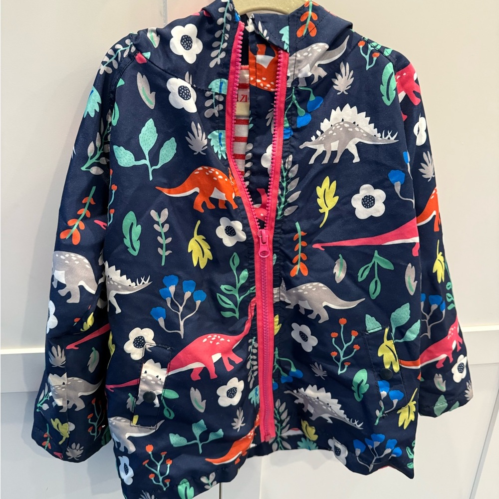 Toddler Girls Raincoat Waterproof Hooded Jacket Dinosaur Coat+Pants Suit. 3T-4T
